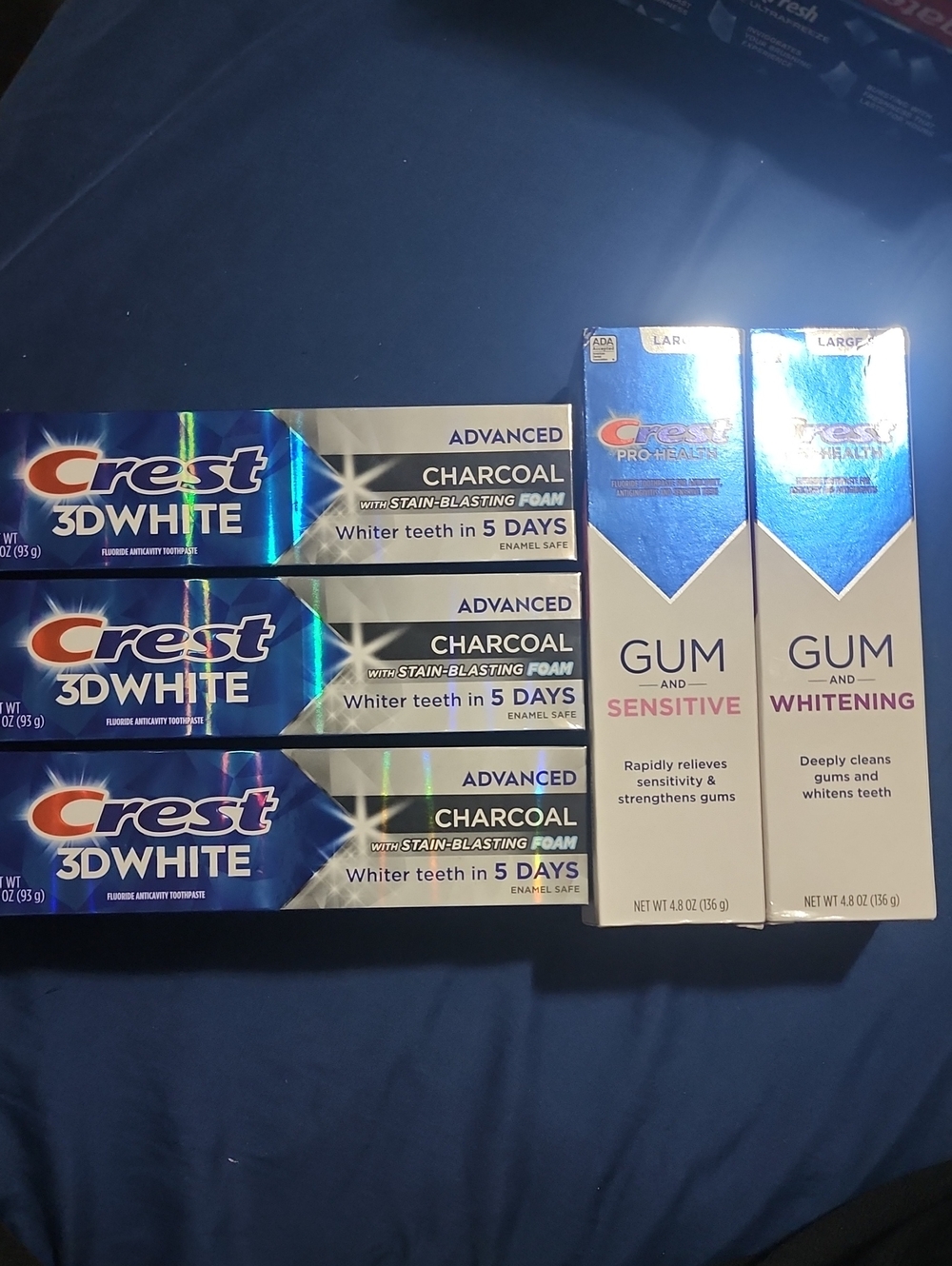 5 bulk Crest prohealth 3D White Toothpaste Boxes - Blue